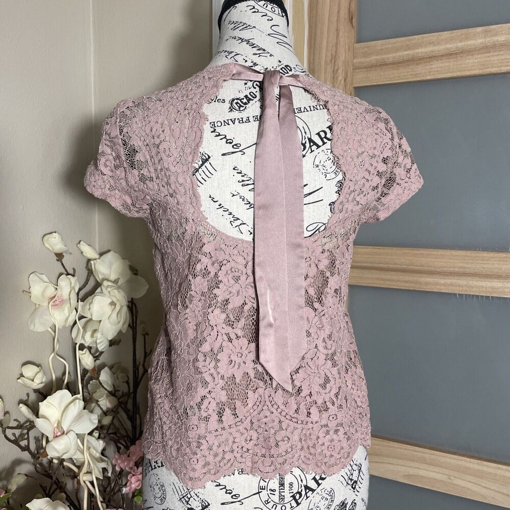 Abercrombie & Fitch Women’s Boho Lace Shirt Blush Pink Women's Size XS - Picture 5 of 8